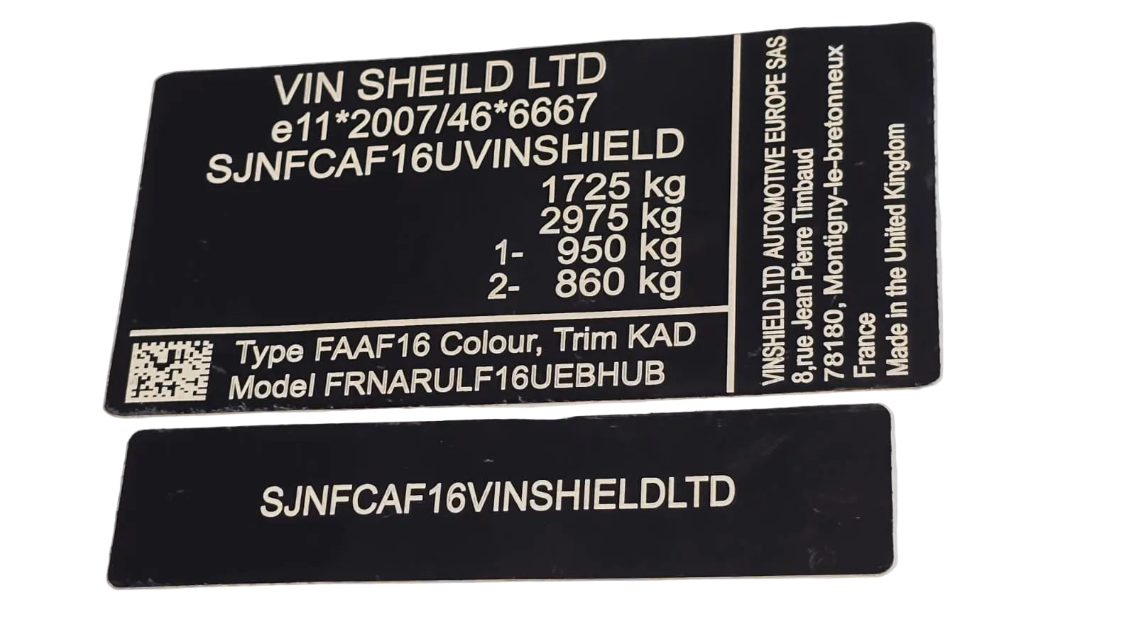 597    ＊シール Nissan Replacement VIN Sticker Set - VIN SHIELD UK LTD – VIN