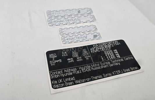 Kia VIN Sticker Replacement Set