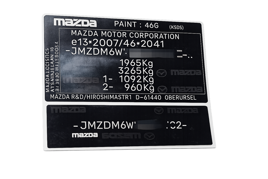 Mazda VIN Sticker Set