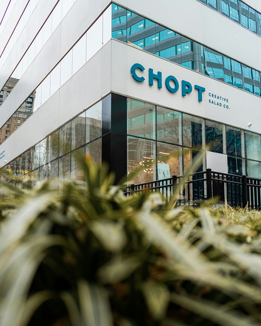plants beside white Chopt building