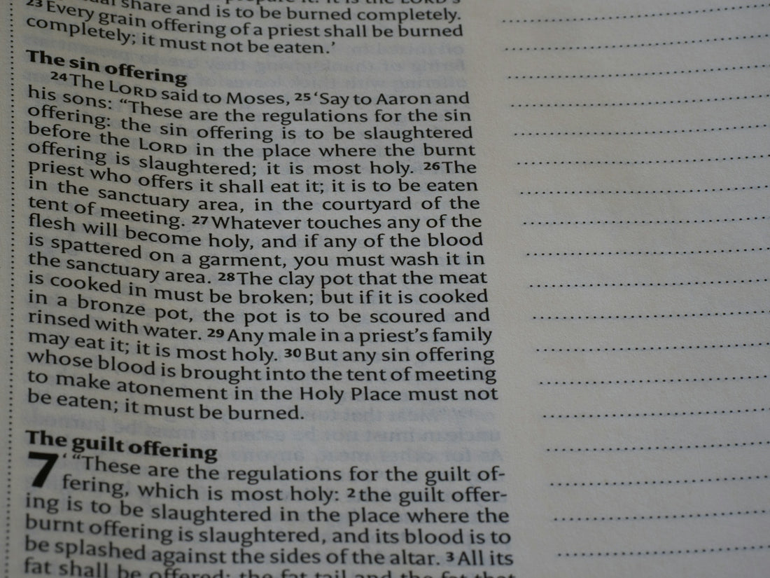 Close-up of open book with text and blank lines