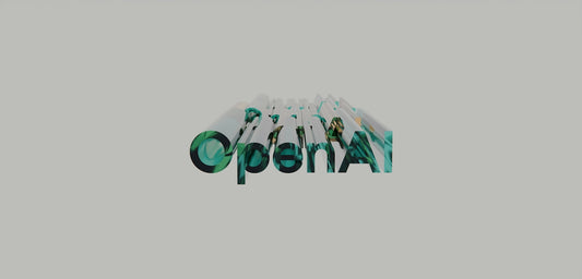 Openai logo with green and white cylindrical letters