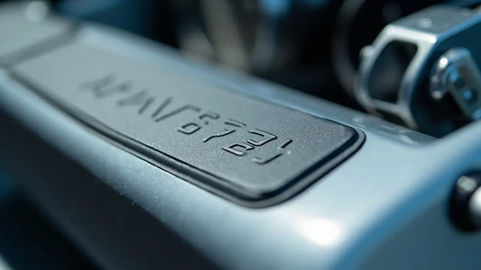 close-up of durable vin decal on clean vehicle metal in bright natural light