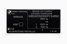 BMW M GMBH VIN STICKER