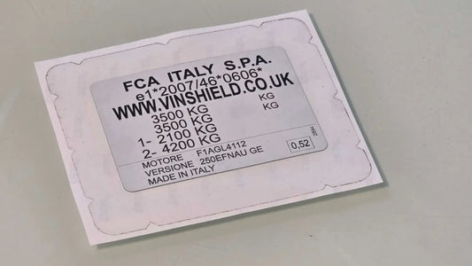 Order a complete Citroën VIN replacement set including a Citroën door / B-pillar VIN label, Citroën windscreen VIN sticker, and Citroën chassis VIN plate. Manufactured in the UK using durable automotive-grade materials for long-lasting identification.