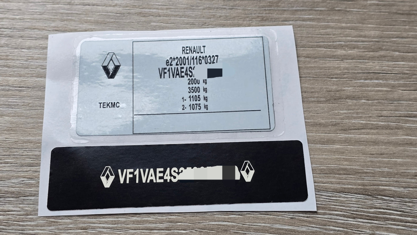 (Copy) Peugeot VIN Sticker Replacement Set UK - VIN tag sticker decal plate
