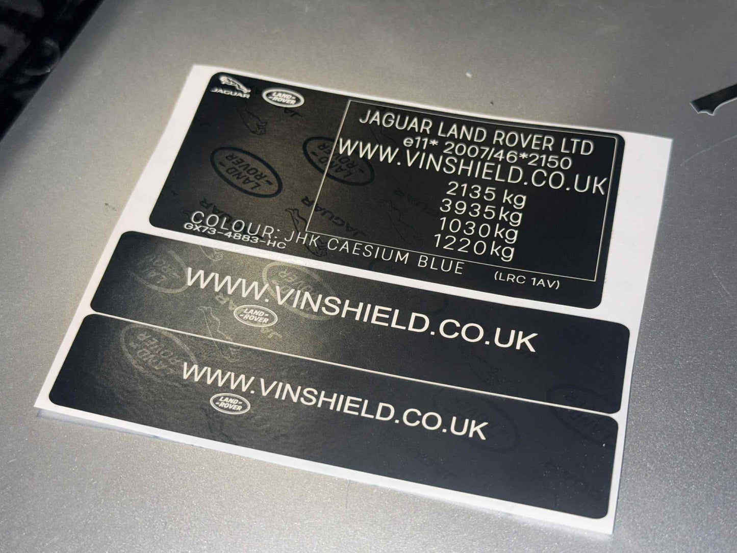 jaguar land rover vin decal sticker tag plate