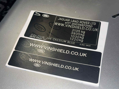 jaguar land rover vin decal sticker tag plate