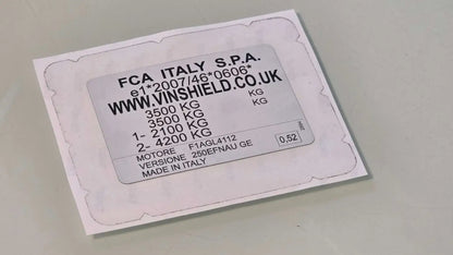 Order a complete Citroën VIN replacement set including a Citroën door / B-pillar VIN label, Citroën windscreen VIN sticker, and Citroën chassis VIN plate. Manufactured in the UK using durable automotive-grade materials for long-lasting identification.