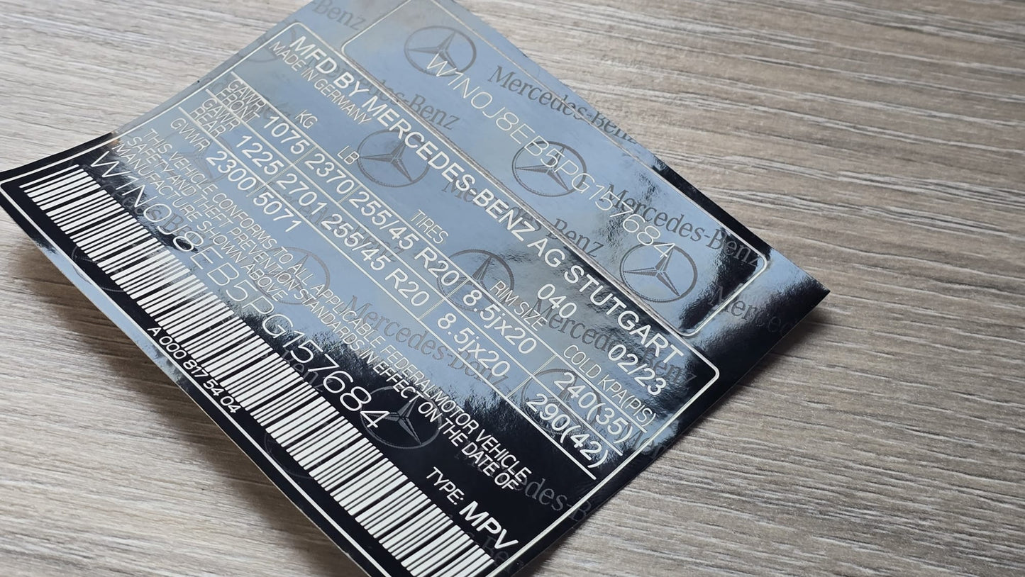 Mercedes-Benz VIN Sticker American