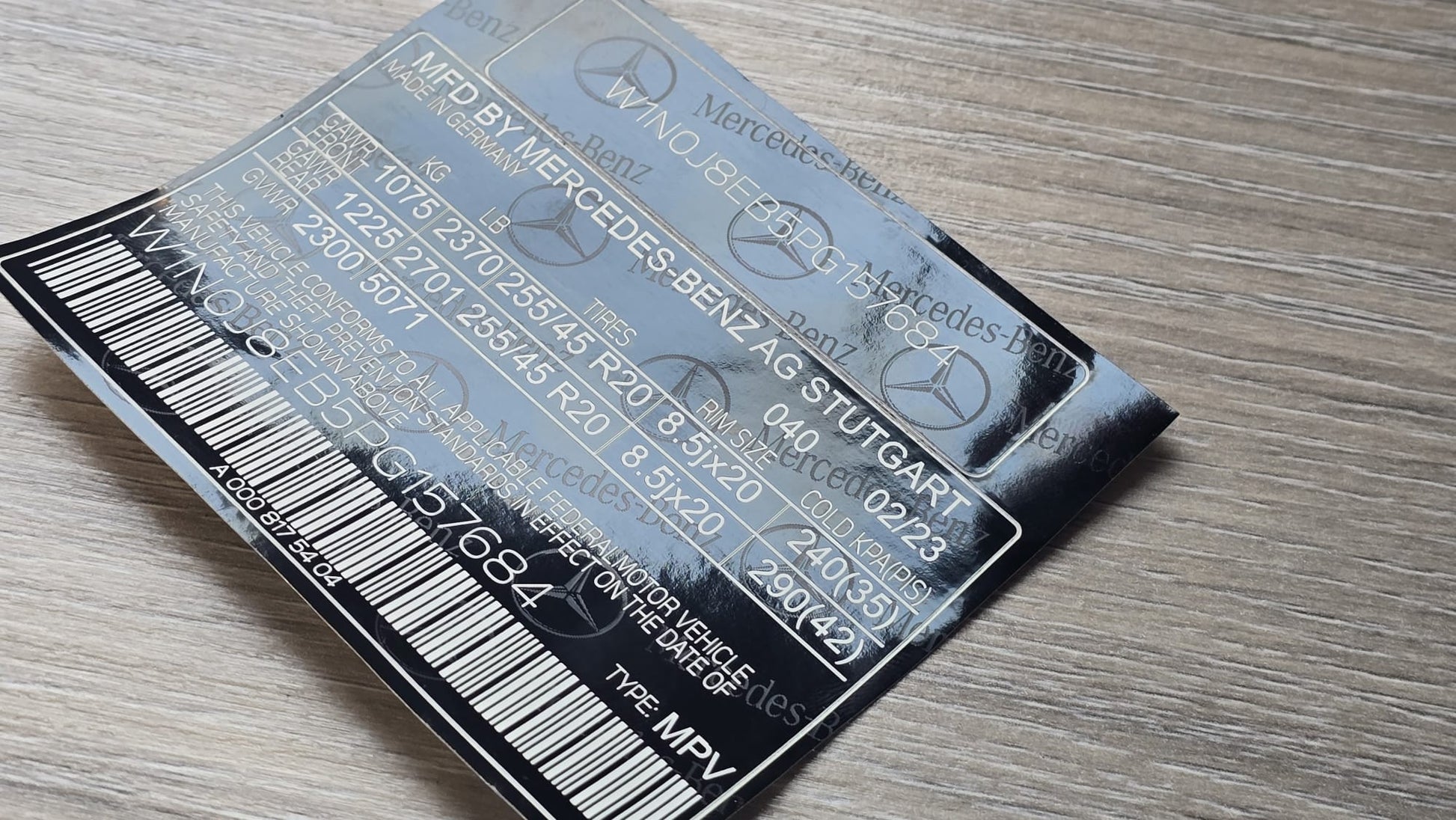 Mercedes-Benz VIN Sticker American