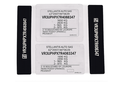 Peugeot VIN Sticker Replacement Set UK - VIN tag sticker decal plate