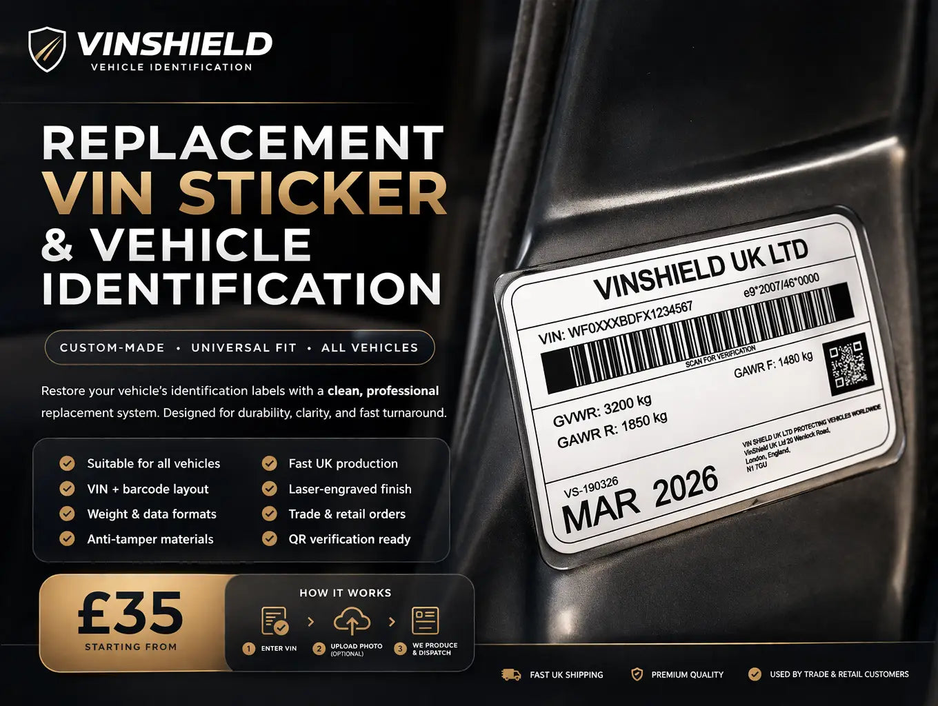 replacement vin sticker and vehicle identification labels anti tamper