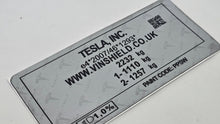 Order a complete Tesla VIN replacement set including a door / B-pillar VIN label, windscreen VIN sticker, and chassis / data plate. Manufactured in the UK using durable automotive-grade materials suitable for electric vehicles.