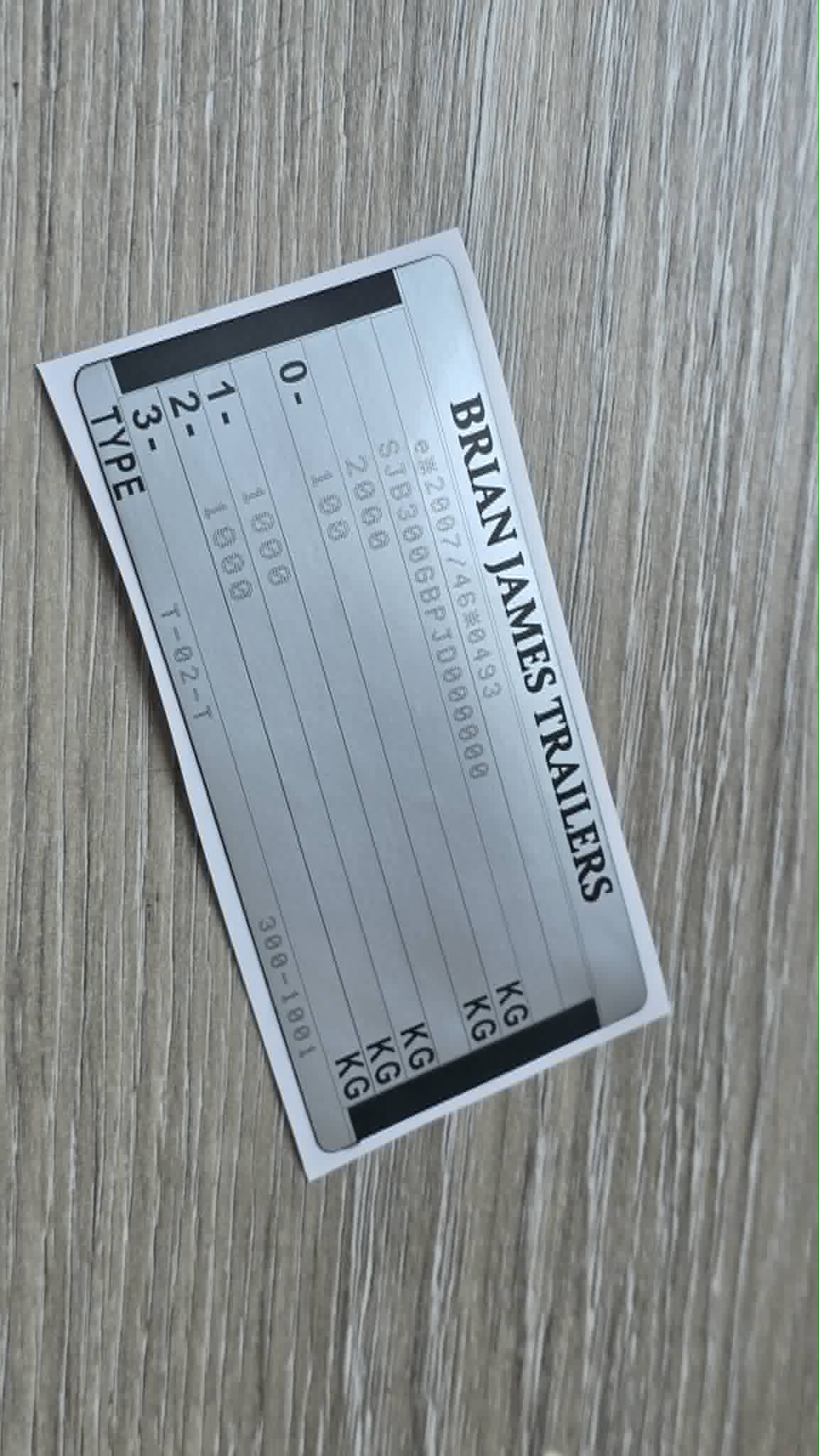 Trailer vin label