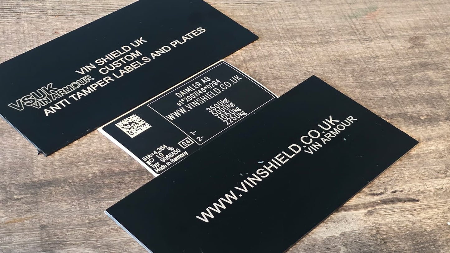 We manufacture uprated and downrated VIN stickers and chassis plates for vehicles that have undergone an approved gross vehicle weight (GVW) change.