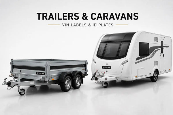 White caravan with black roof and gray accent stripes