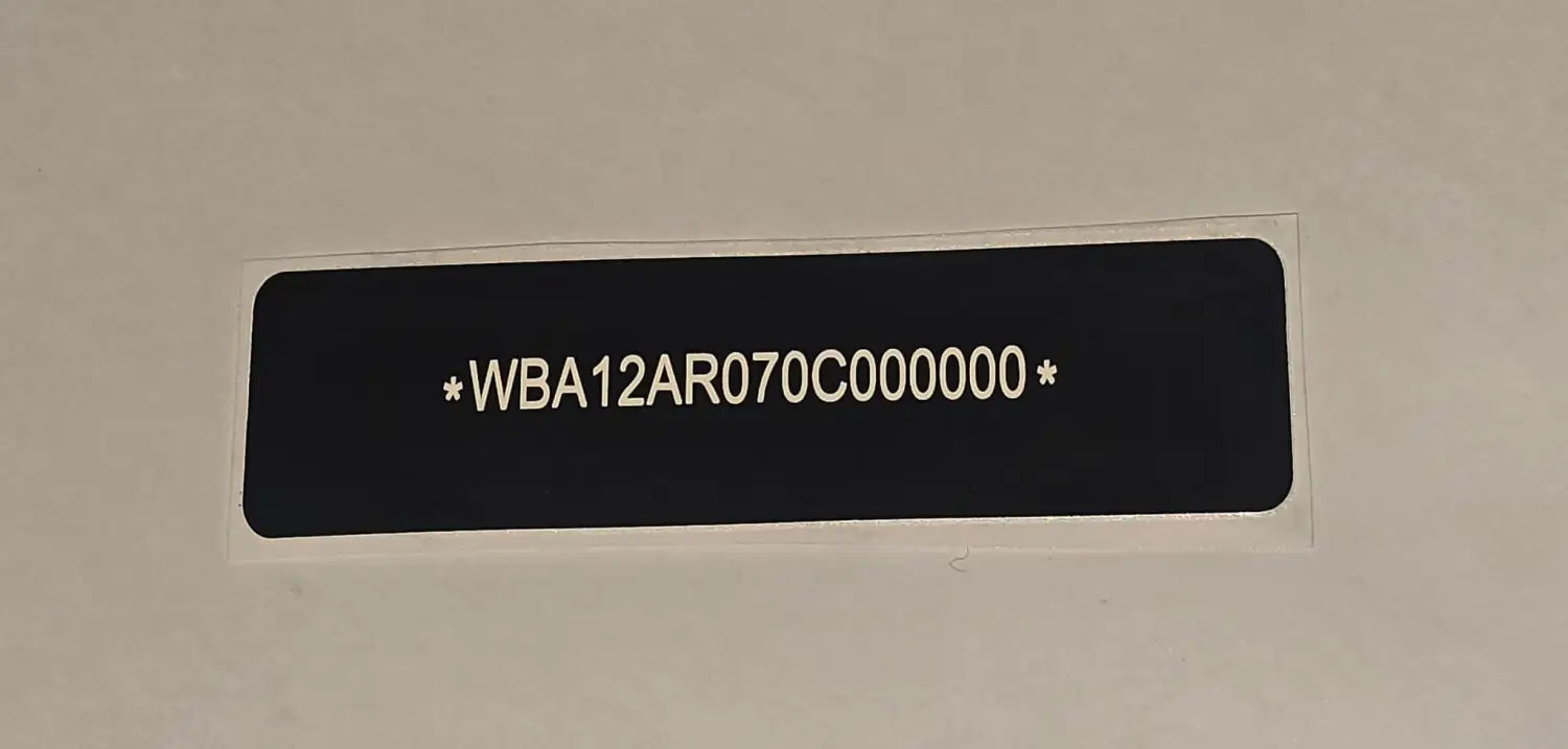 Windscreen VIN label example